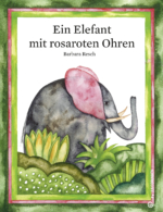 Ein Elefant mit rosaroten Ohren